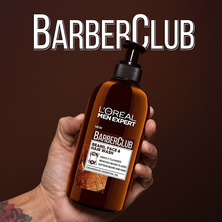 Очищувальний гель 3 в 1 для бороди, обличчя й волосся - L'Oreal Paris Men Expert Barber Club — фото N3