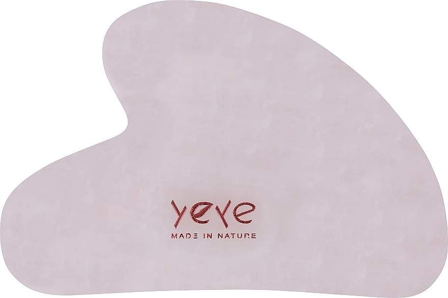 Гуаша для масажу обличчя у велюровому мішечку, рожевий кварц - Yeye Gua Sha — фото N1