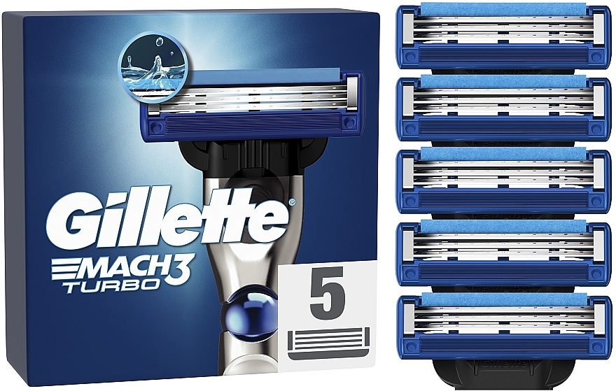 Сменные кассеты для бритья, 5 шт. - Gillette Mach 3 Turbo 3D Motion — фото N1