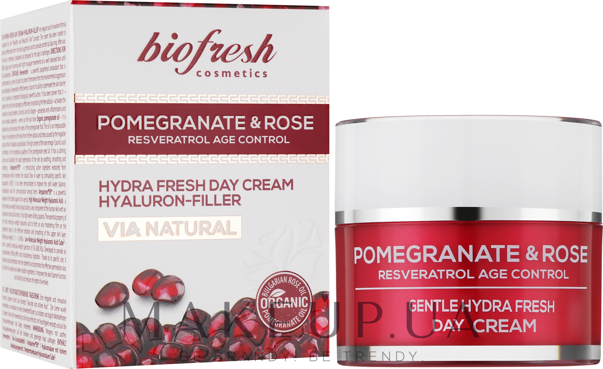 Нежный увлажняющий дневной гиалурон-филлер крем для лица "Гранат и Роза" - BioFresh Via Natural Pomergranate & Rose — фото 50ml