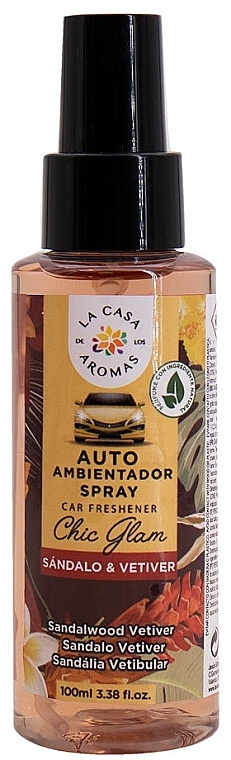 Ароматизатор-спрей для автомобіля "Сандал і ветивер" - La Casa De Los Aromas Chic Glam Spray Car Freshener — фото N1