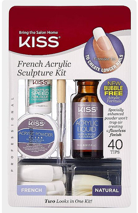 Набор для накладных акриловых ногтей - KISS Acrylic French Manicure Fake Nails Sculpture Kit — фото N1