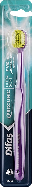 Зубная щетка "Ultra Soft" 512568, фиолетовая с салатовой щетиной - Difas Pro-Clinic 5100 — фото N1