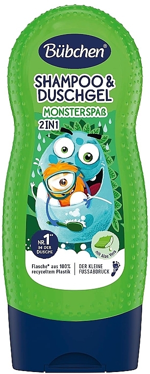 Детский шампунь и гель для душа 2 в 1 "Монстр Фан" - Bubchen Monster Fun Shampoo & Shower Gel — фото N1