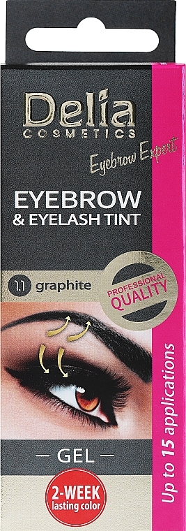 Гель-фарба для брів, графітова - Delia Eyebrow Tint Gel ProColor 1.1 Graphite