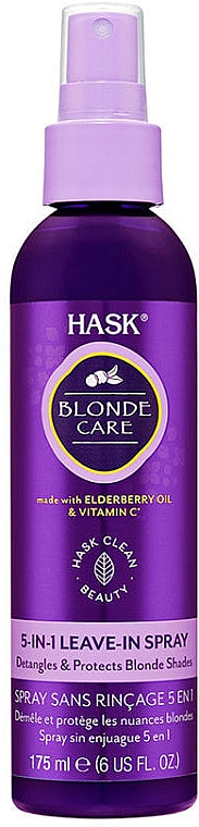 Распутывающий, защитный несмываемый спрей для светлых волос - Hask Blonde Care 5 in 1 Leave In Spray — фото N1