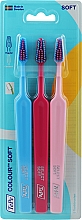 Парфумерія, косметика Набір зубних щіток, 3 шт., блакитна + малинова + рожева - TePe Colour Soft
