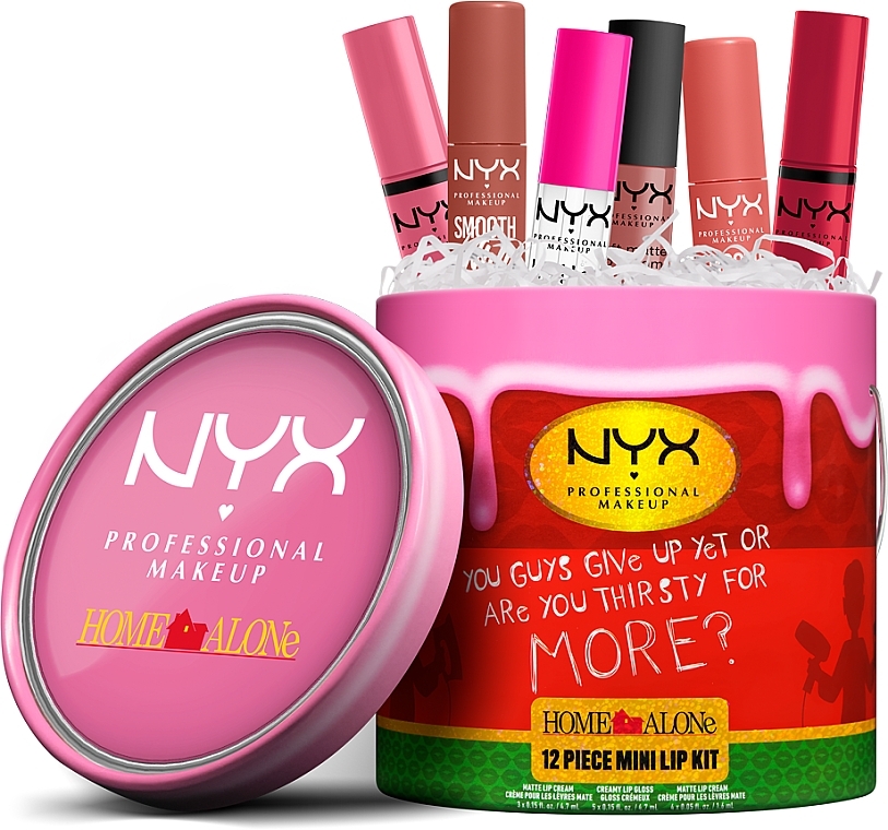 Набор для макияжа губ, 12 продуктов - NYX Professional Makeup Home Alone Mini Lip Kit — фото N1