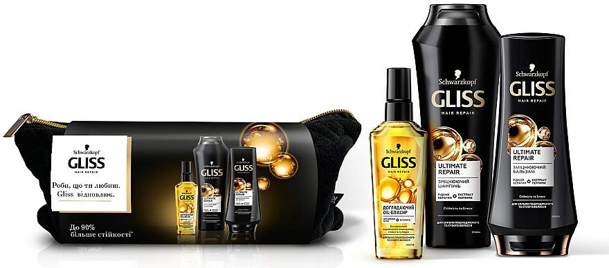 Набор - Gliss Kur Ultimate Repair (shm/250ml + balm/200ml + oil/75ml + bag)