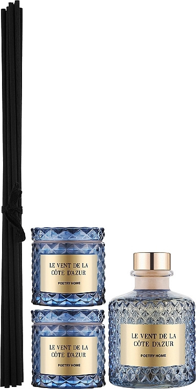 Poetry Home Crystal Allure Medium Le Vent De La Cote D’azur - Набор (perfumed diffuser/200 ml + candle/2х50g) — фото N1