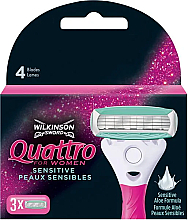 Змінні касети для гоління, 3 шт. - Wilkinson Sword Quattro for Women Sensitive — фото N1