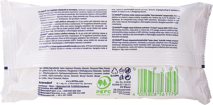 Заспокійливі біорозкладні серветки для зняття макіяжу - NIVEA Biodegradable Cleansing Wipes 3in1 — фото N2