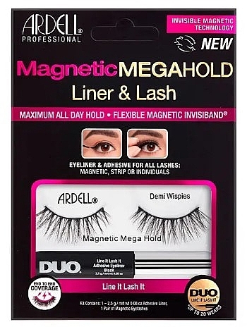 Набір - Ardell Magnetic Megahold Liner & Lash Demi Wispies (eye/liner/2.5g + lashes/2pc) — фото N1