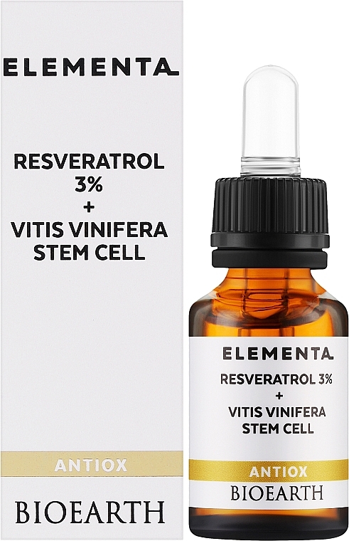 Антиоксидантна сироватка для обличчя - Bioearth Elementa Antiox Resveratrol 3% + Vitis Vinifera Stem Cell — фото N2