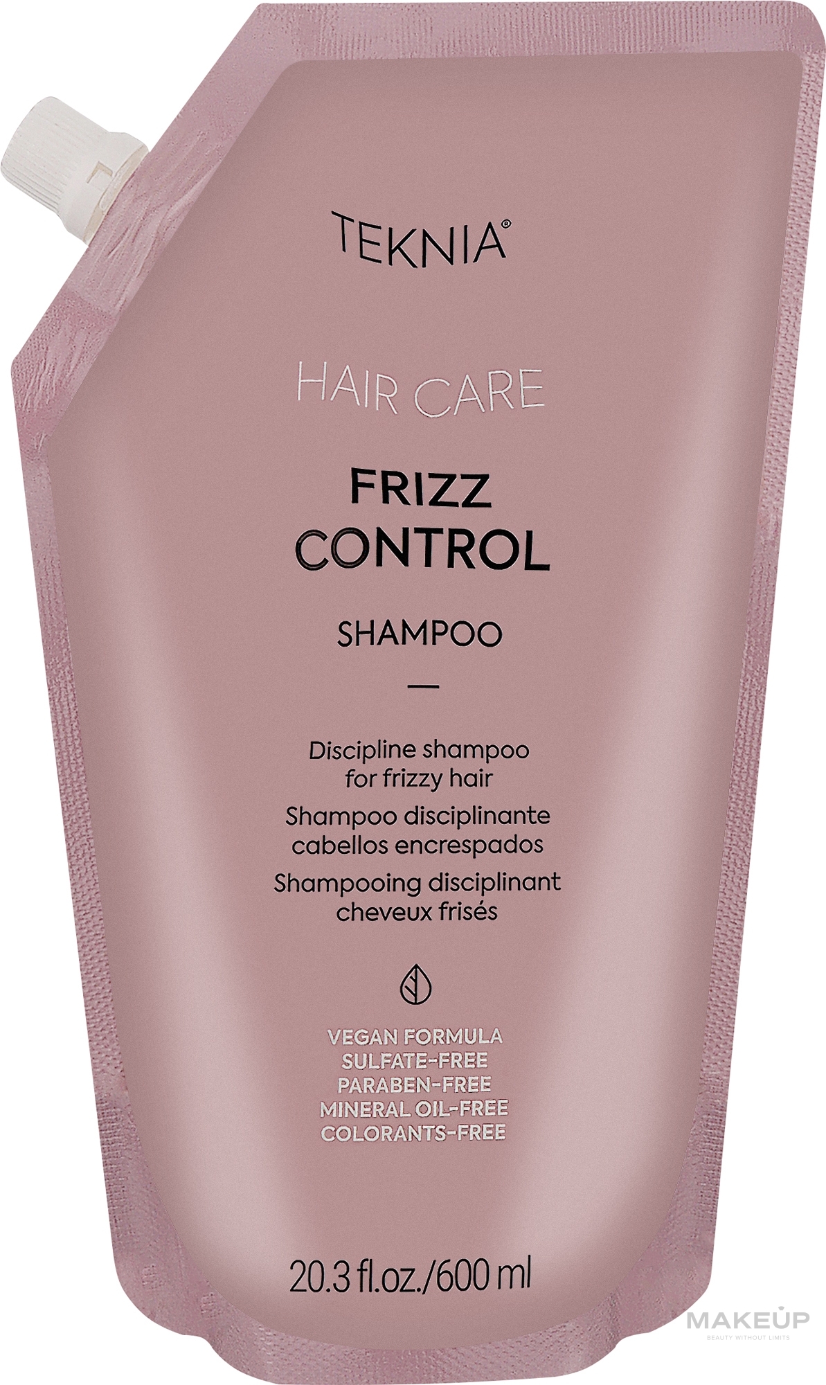 Бессульфатный шампунь для непослушных или вьющихся волос - Lakme Teknia Frizz Control Shampoo (дой-пак) — фото 600ml