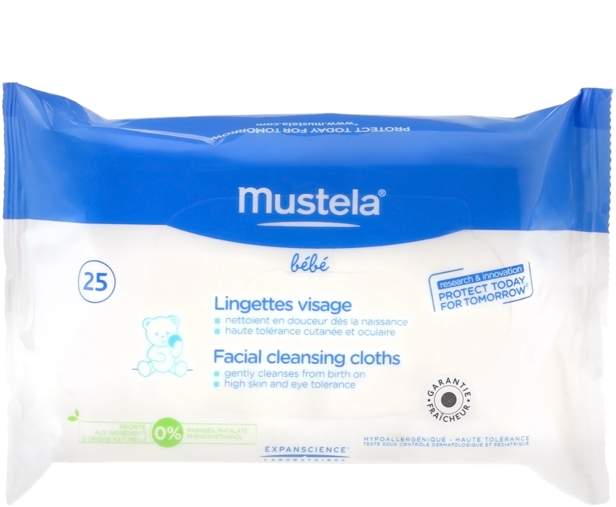 Очищувальні серветки для обличчя - Mustela PhysiObebe Facial Cleansing Cloths