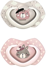 Парфумерія, косметика Пустушка силіконова симетрична "Bonjour Paris" 0-6 місяців, 2 шт., рожева - Canpol Babies