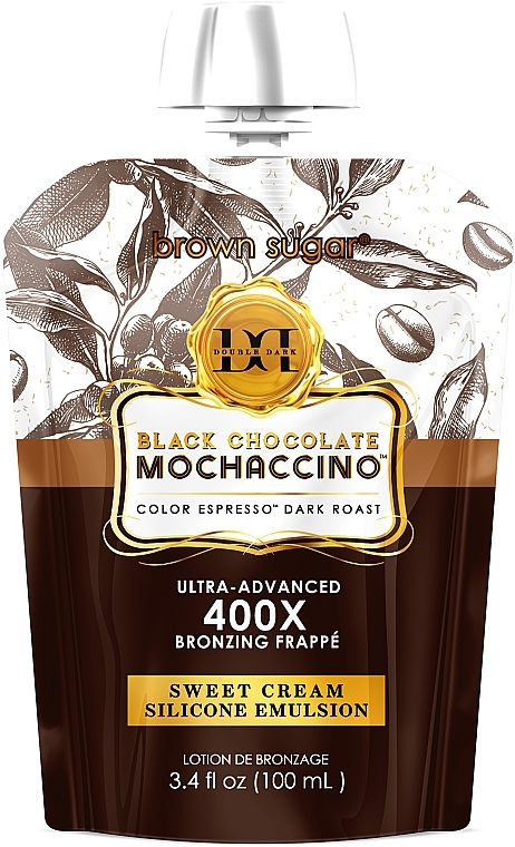 Крем-суфле с ультратемными бронзантами, с экстрактом жареных зерен кофе, темной карамелью и взбитыми сливками - Tan Incorporated Brown Sugar 400x Black Chocolate Mochaccino (дой-пак) — фото N1