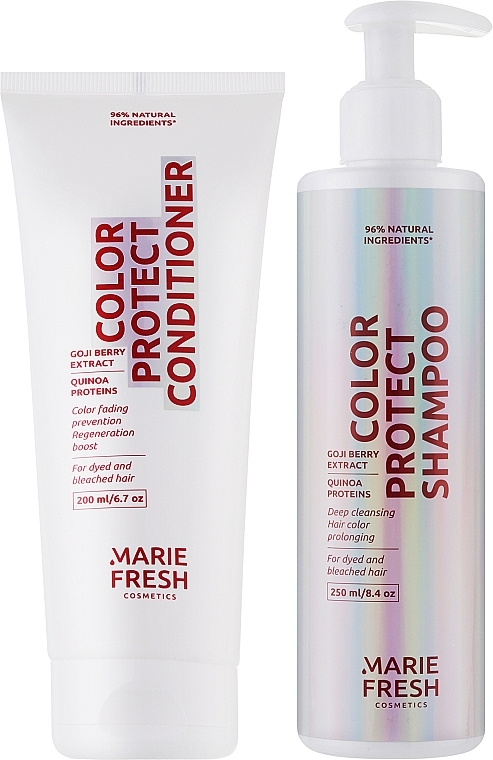 Подарунковий набір для захисту кольору фарбованого волосся, у білому пакеті - Marie Fresh Cosmetics Color Protect (shmp/250ml + cond/200ml) — фото N2
