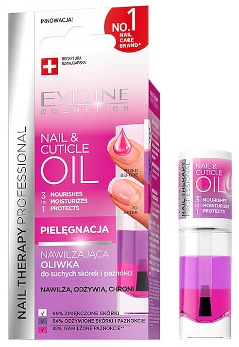 Трехфазное увлажняющее масло для ногтей и кутикулы - Eveline Cosmetics Nail Therapy Professional Nail And Cuticle Oil  — фото N1