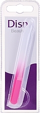 Пилочка для ногтей стеклянная, 9 см, бело-розовая - Disna — фото N1
