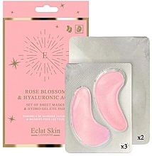 Парфумерія, косметика Набір - Eclat Skin London Rose Blossom & Hyaluronic acid Hydro-Gel Eye Pad & Sheet Mask Giftset (f/mask/2pcs + eye/pad/3pcs)