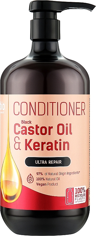 Кондиционер для волос "Ультравосстановление" - Bio Naturell Black Castor Oil & Keratin Conditioner