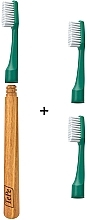 Зубная экощетка с деревянной ручкой и тремя насадками, зеленая - TePe Choice Soft Toothbrush — фото N4