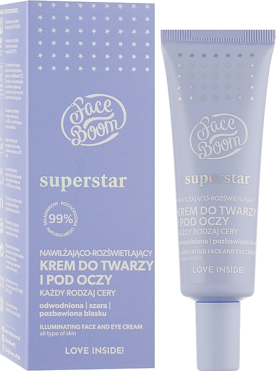 Зволожувальний і освітлювальний крем для обличчя й очей - BodyBoom FaceBoom SuperStar Illuminating Face And Eye Cream — фото N2