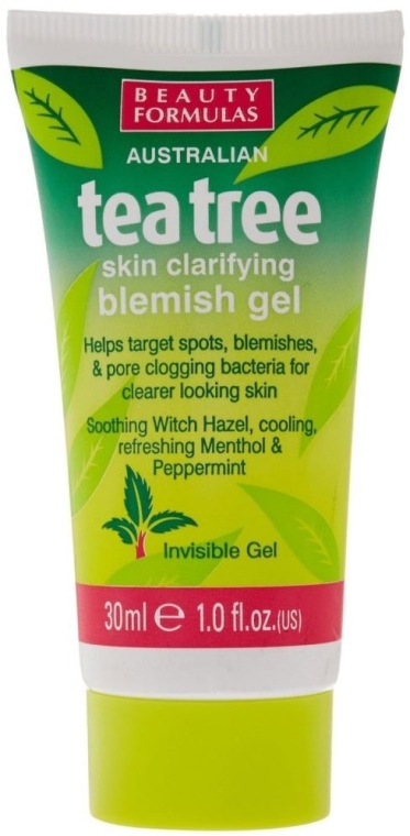 Противовоспалительный гель для лица "Чайное дерево" - Beauty Formulas Tea Tree Skin Clarifying Blemish Gel