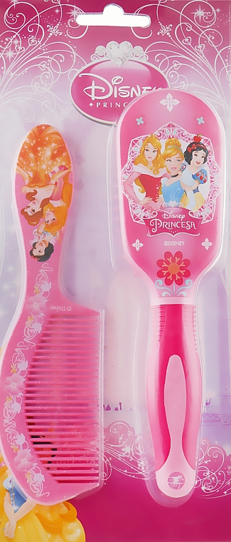 Расческа и щетка детская для волос "Принцессы", 7058, розовая - La Rosa — фото N1