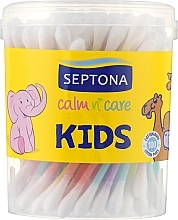 Ватні палички для дітей у круглому боксі, 100 шт. - Septona Calm In Care Kids — фото N1