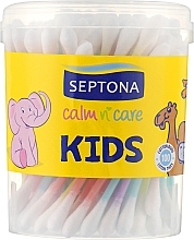 Ватные палочки для детей в круглом боксе, 100 шт. - Septona Calm In Care Kids — фото N1