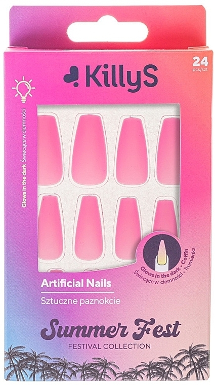 Набор накладных ногтей - KillyS Summer Fest Coffin Pink Luminous — фото N1
