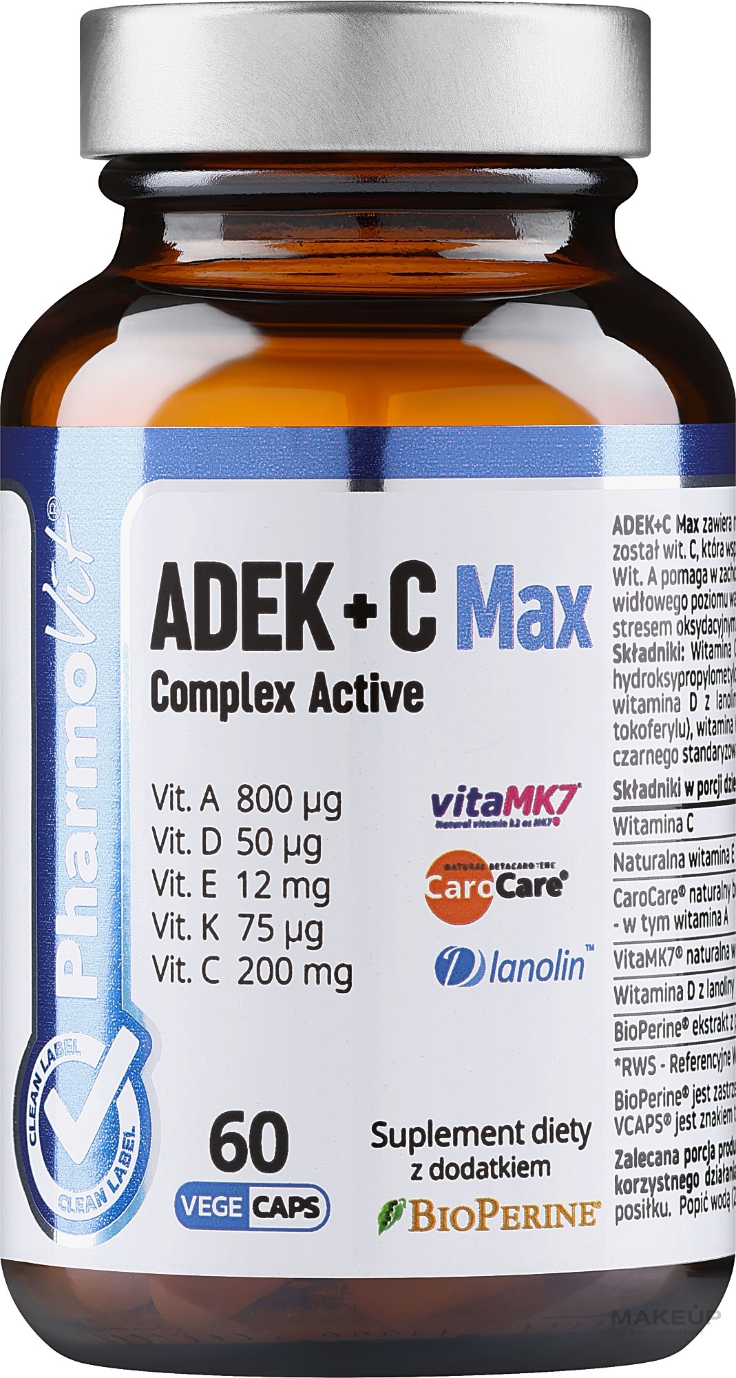 Вітаміни ADEK + C Макс - Pharmovit Clean Label ADEK + C Max — фото 60шт