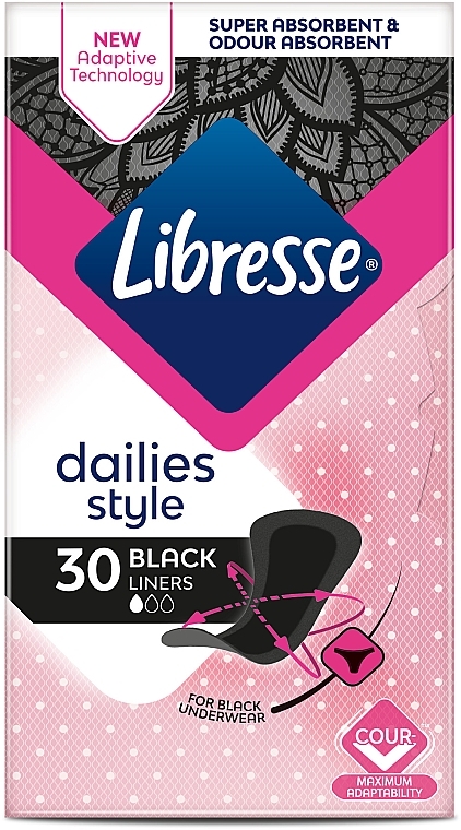 Щоденні прокладки, 30 шт - Libresse Dailies Style Normal Black — фото N2