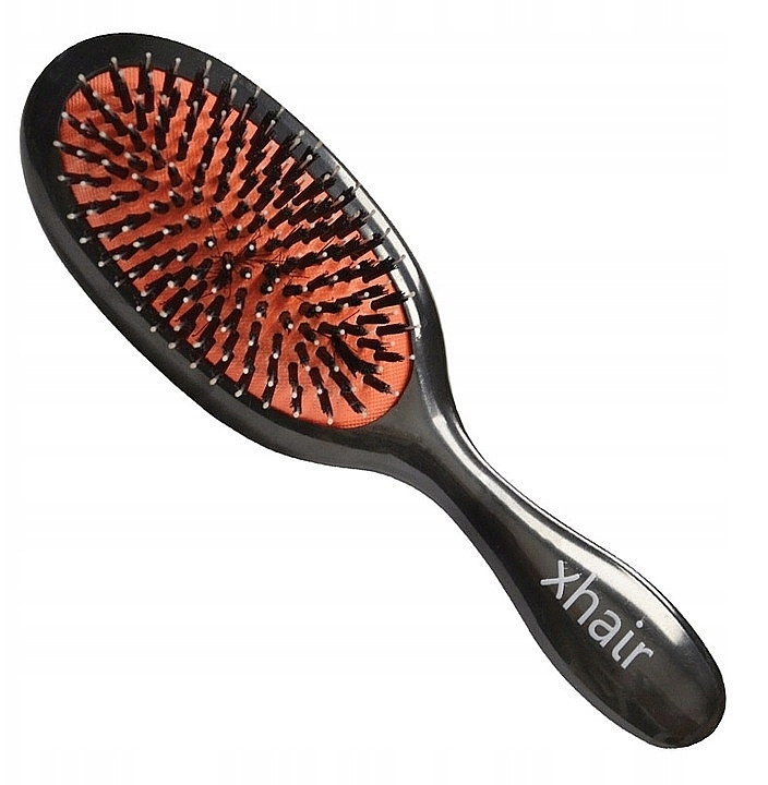 Щітка для волосся, 22 х 7 см, з натуральною щетиною кабана, чорна - Xhair — фото N1