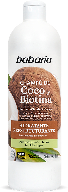 Шампунь для волосся з кокосовою олією і біотином - Babaria Coconut And Biotin Shampoo — фото N1