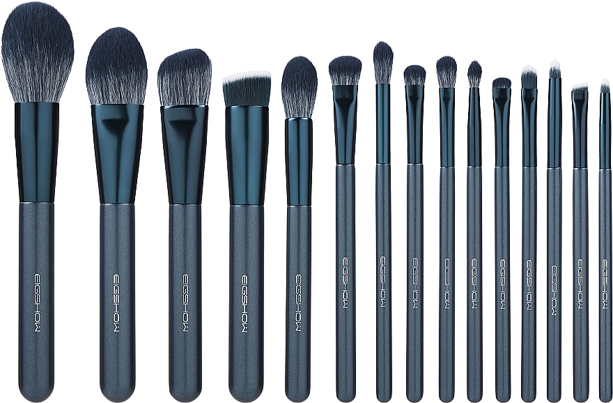 Набор кистей для макияжа, 15 шт. - Eigshow Makeup Brush Kit Tourmaline Blue — фото N1