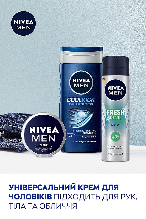 Набор мужской - NIVEA MEN Fresh Kick 2024 (sh/gel/250ml + deo/150ml + cr/75ml) — фото N5