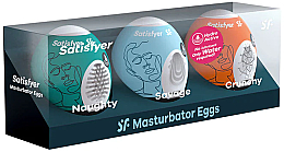 Набор - Satisfyer Masturbator Egg 3er set Naughty, Savage, Crunchy — фото N1
