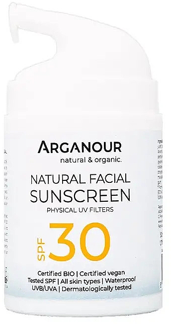 Сонцезахисний крем для обличчя SPF30 - Arganour Natural & Organic Facial Sunscreen SPF30 — фото N1