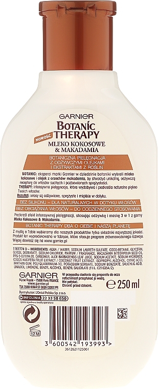 Питательный шампунь "Кокосовое молочко и макадамия" для нормальных и сухих волос - Garnier Botanic Therapy  — фото N6