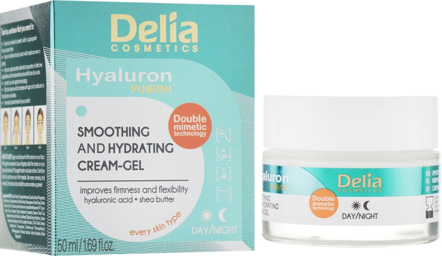Розгладжувальний крем-гель для обличчя - Delia Hyaluron Fusion Smoothing & Hydration Cream-Gel — фото N1