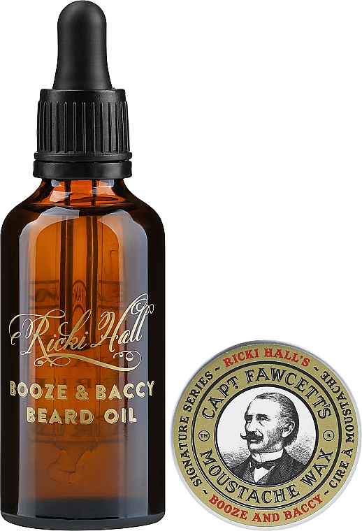 Набор - Captain Fawcett Ricki Hall's Booze & Baccy (beard/oil/50ml + wax/15ml) — фото N2