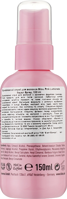 Спрей для волосся "Рожевий лимонад" - Bilou Repair Spray Pink Lemonade — фото N2