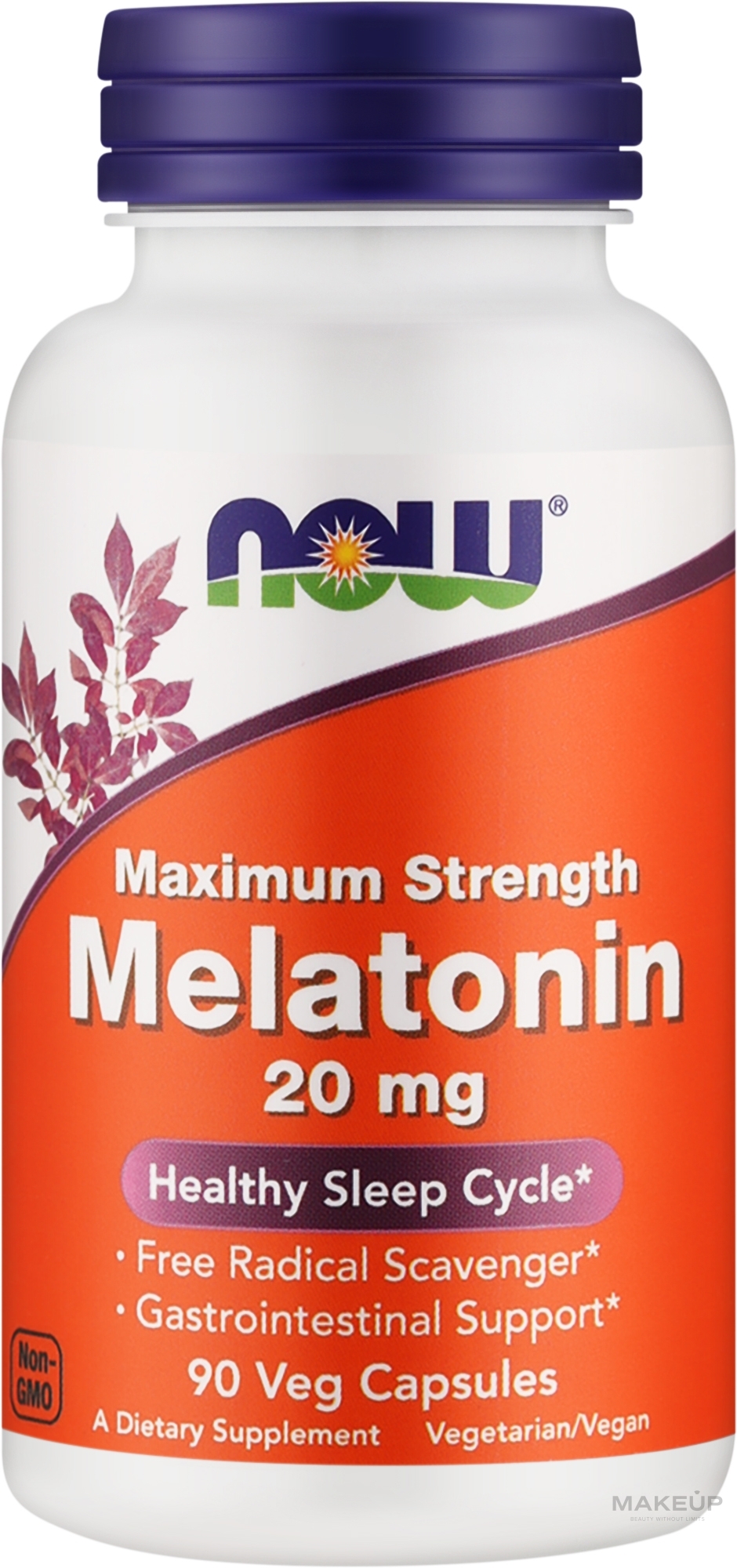 Пищевая добавка "Мелатонин" 20 мг - Now Foods Maximum Strength Melatonin 20mg Veg Capsules — фото 90шт