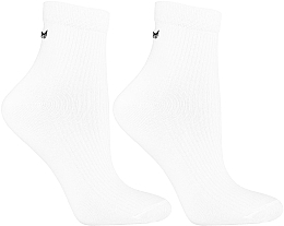 Жіночі короткі шкарпетки в рубчик 3/4 з вишивкою, білі - Moraj — фото N1