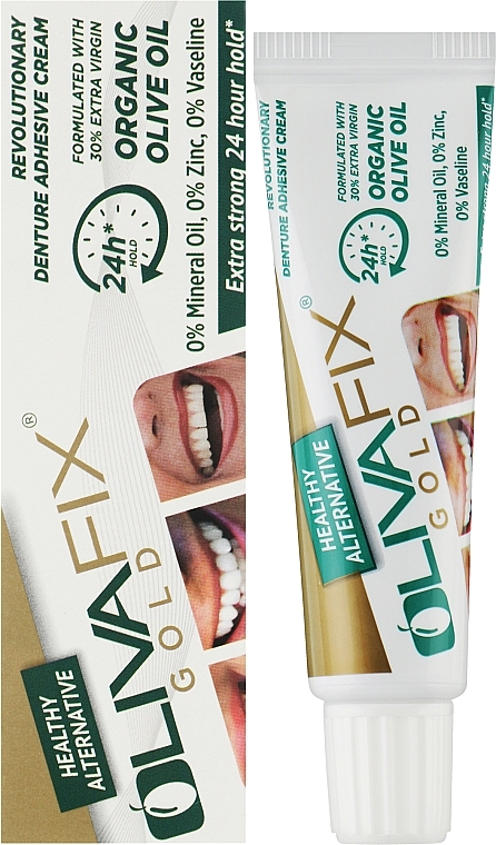 Крем для фіксації зубних протезів з оливковою олією - Bonyf OlivaFix Gold Denture Adhesive Cream — фото N2