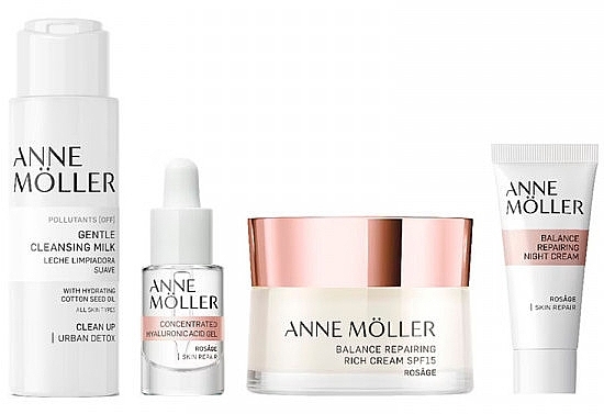 Набор - Anne Moller Firming And Repairing Ritual (f/cr/50ml + f/cr/mini/15ml + cl/milk/60ml + f/gel/5ml) — фото N1